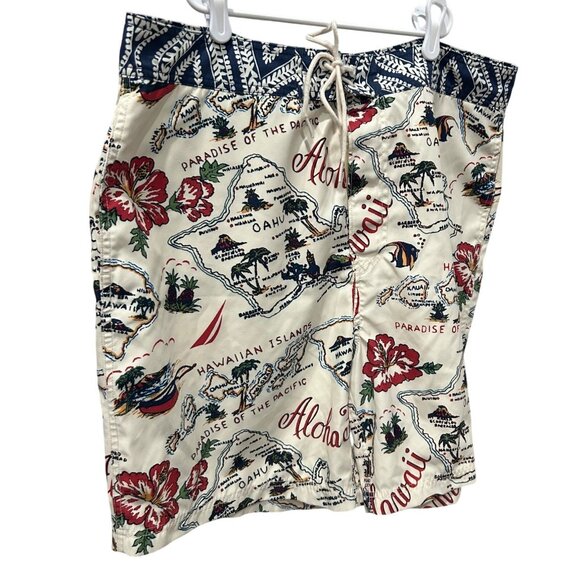 Vintage Nautica Mens Hawaiian Islands Print Swim Trunks Drawstring Waist Size 36 - Picture 3 of 7